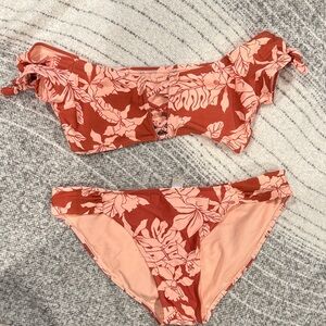 Floral Bikini Set in Red and Pink